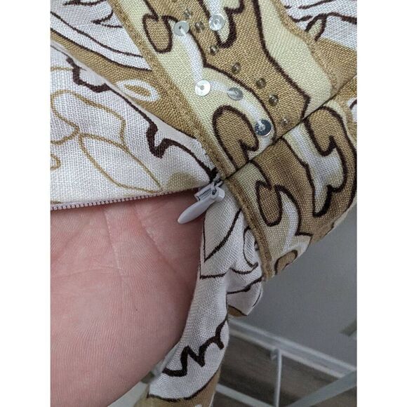 Susan Bristol Printed Short Sleeve Linen Top Women's Size Small - Picture 5 of 6